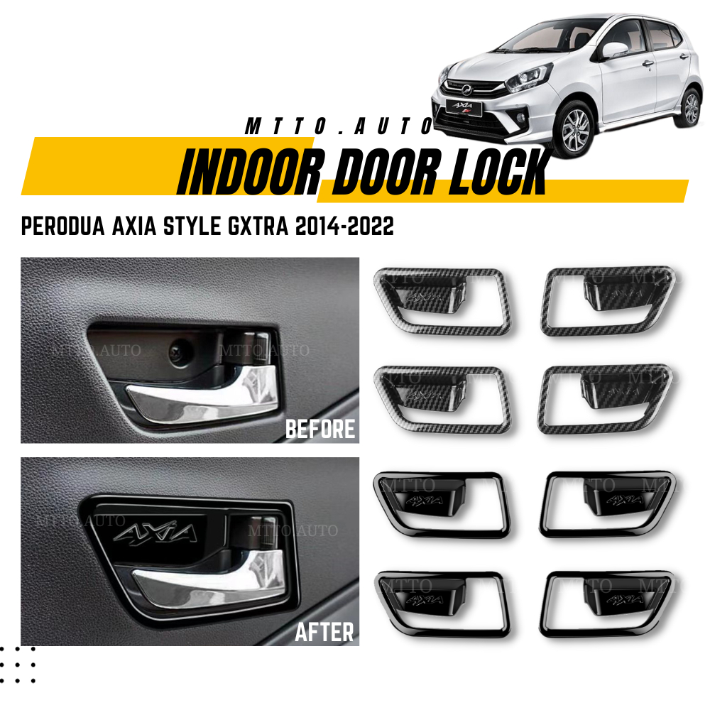 MTTO Perodua Axia 2014-2022 Interior Car Indoor Door Lock Handle Cover ...