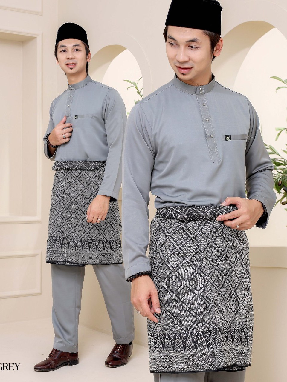 Baju Melayu Warna Grey Set Ayah Dan Anak • Cutting Moden Regular Fit ...