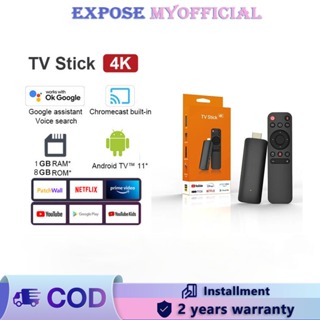 Y2 Smart TV Stick M98 Android TV 2.4G 5G WiFi Google Assistant Chromecast  Netflix 3D Smart Android TV Stick (Black)