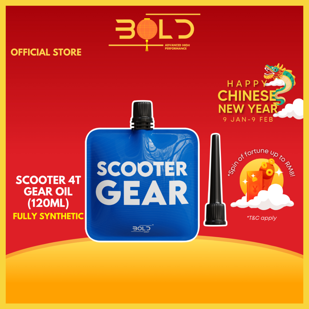 BOLD 120ml 4T Scooter Gear Oil 80w90 Fluid Fully Synthetic Minyak Hitam