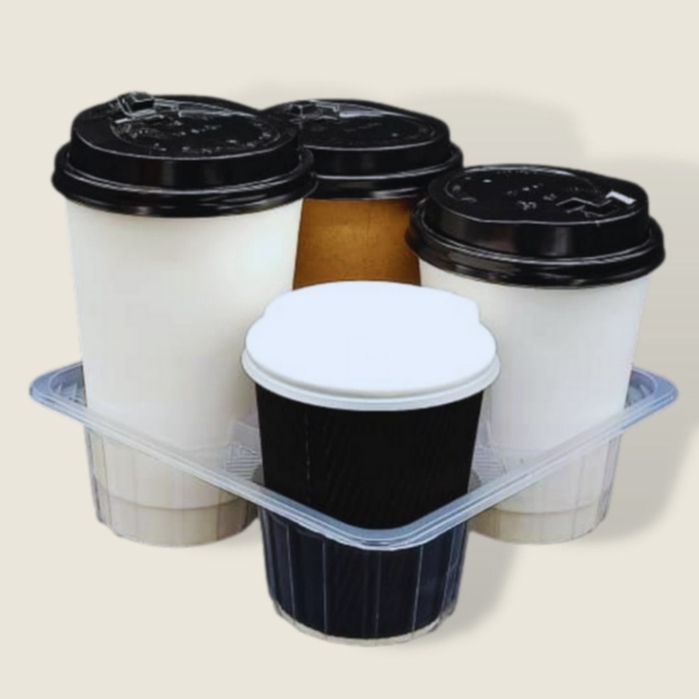 (CUP+LID) SET DOUBLE WALL HOT CUP/ RIPPLE WALL/ PAPER COFFEE CUP/ CAWAN ...