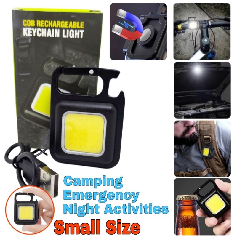 Mini LED Keychain Light Lampu USB Rechargeable Battery Suluh Hook ...