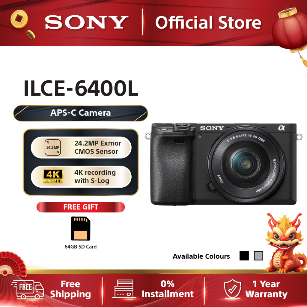 Sony ILCE6400L Alpha a6400 Emount camera + Free Gift [64GB SD Card
