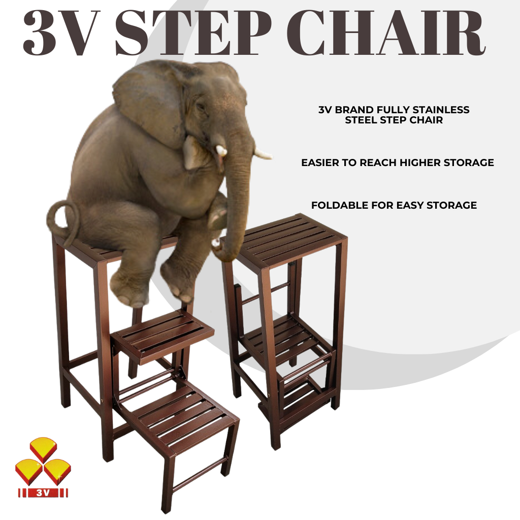 JFH 3V 3 Level Powder Coated Metal Foldable Step Stool / Step Chair ...