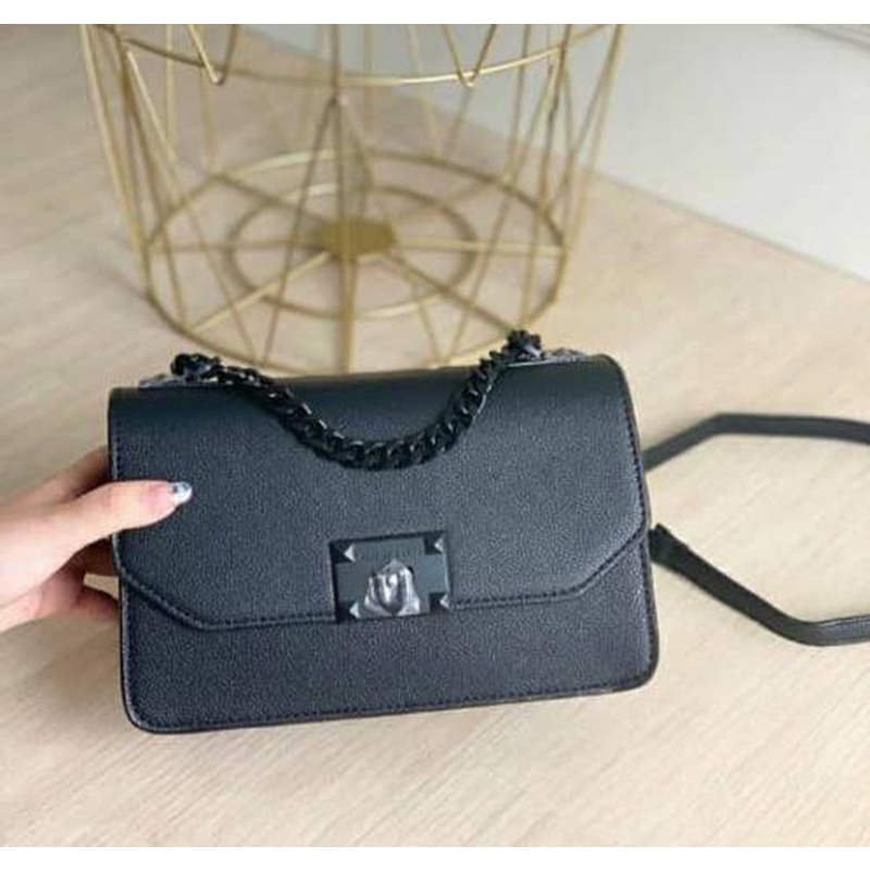 HOT SELL CNK women Shoulder Bag Croc-Effect Chain Strap Metallic Push ...