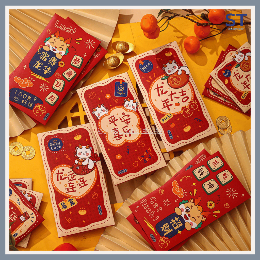 [4/6PCS] CNY 2024 Angpao New Year Red Packet Luck Money Bag Angpau Year ...
