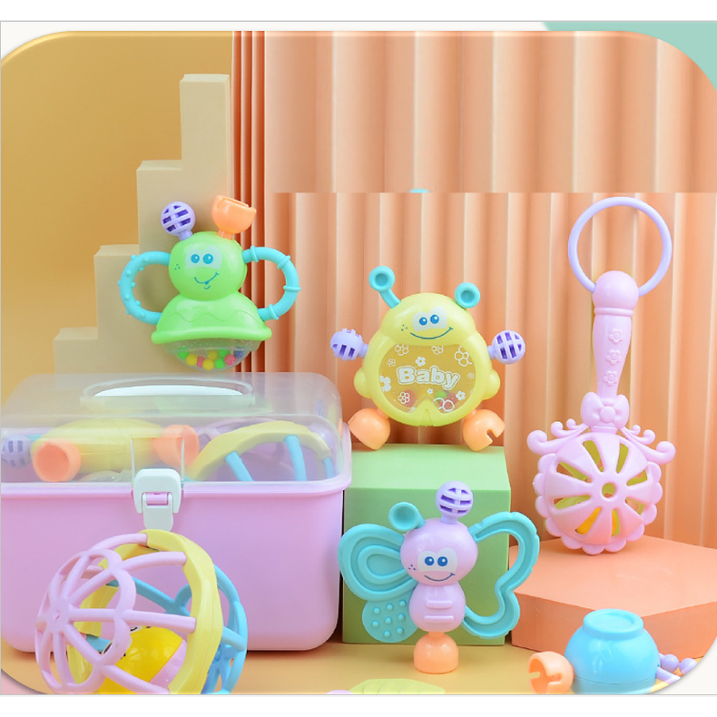 Hanging Soft Rubber Rattle Playset Newborn Teether Infant Early ...