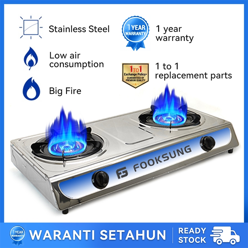 【Free Bubble Packing】Dual Gas Stove Stainless Steel Infrared Burner 8 Jet Head Nozzle LPG