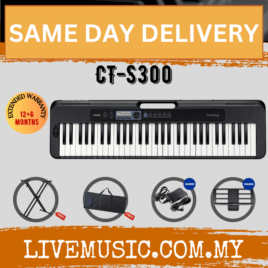 CASIO CT-S300 61-Keys Casiotone Keyboard with Keyboard Stand, Keyboard Bag  and Pedal CTS300 CT S300