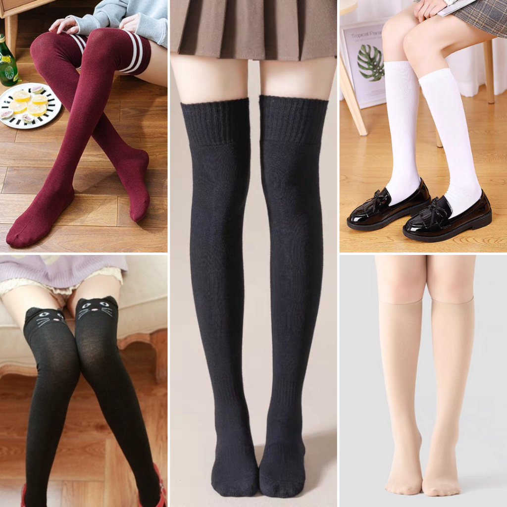 Sexy Black White Striped Long Socks Women Thigh High Socks Over The Knee  Stockings Japanese Lolita Ladies Girls Knee High Socks Color: Green, Size:  One Size