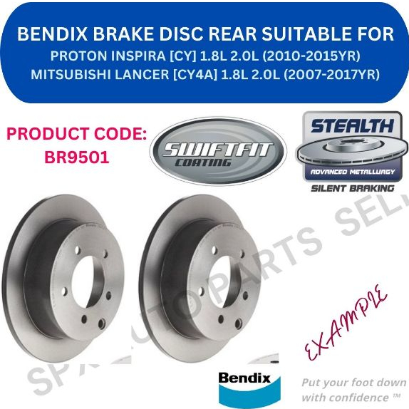 BENDIX GENUINE DISC BRAKE ROTOR (REAR) FOR PROTON INSPIRA [CY] '10-15YR ...