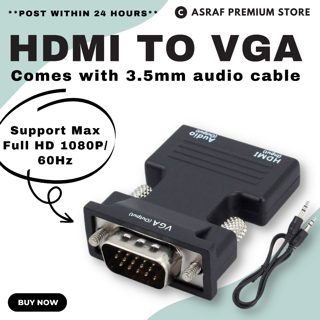 [Post 24H] 1080P HDMI to VGA Adapter Digital to Analog Converter Cable ...