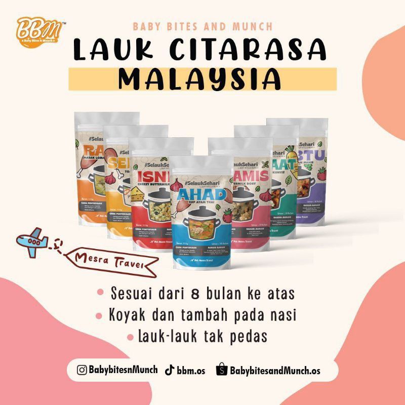 BabybitesnMunch Travel Friendly Baby Food Ready to eat Meal. Lauk