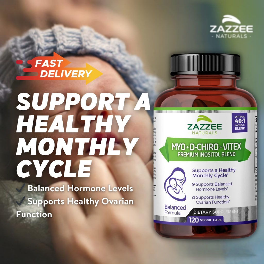 Zazzee Myo Inositol D Chiro Vitex Optimal Inositol Ratio Supports Healthy Ovulation And