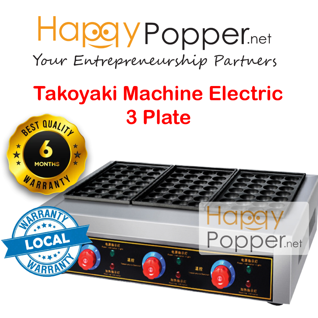 Happypopper Commercial Takoyaki Machine Octopus Ball Maker 3 Plate 84 ...