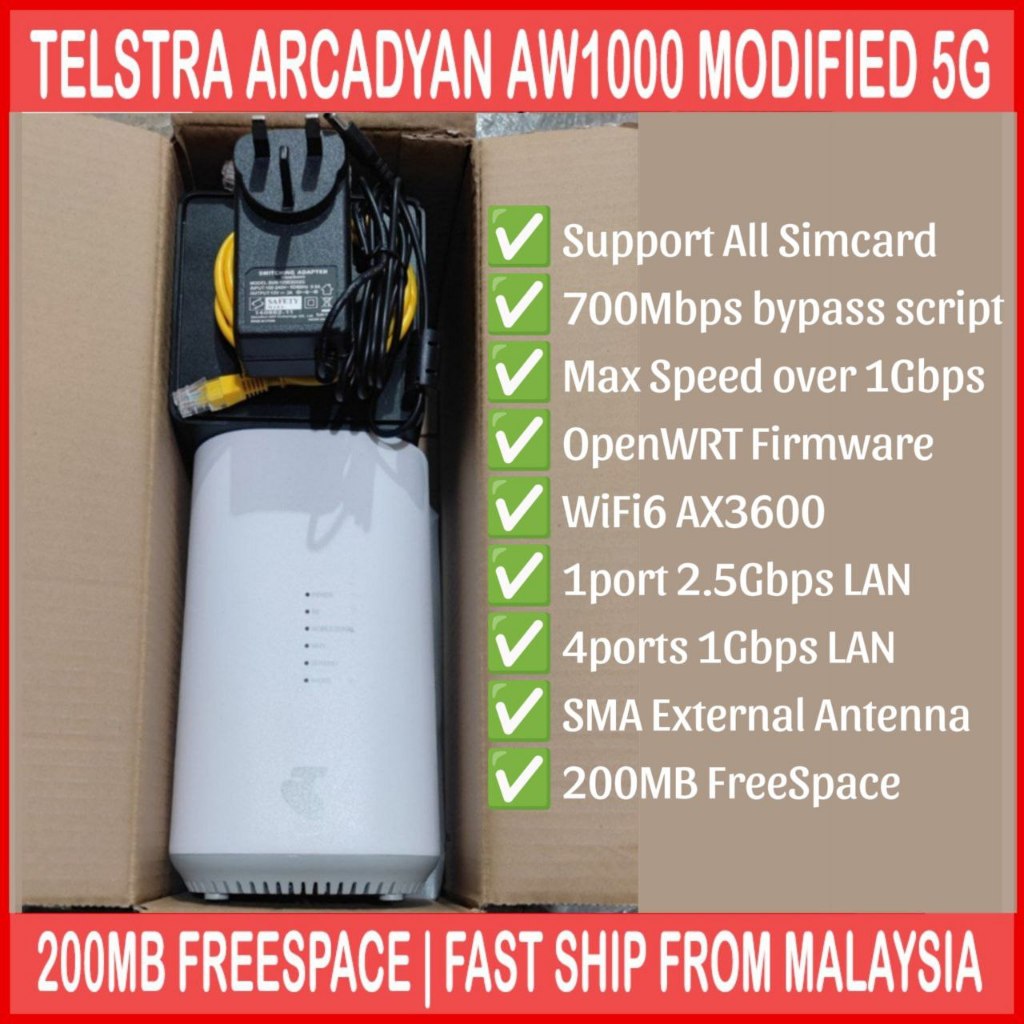 Telstra Arcadyan AW1000 5G WiFi6 CPE Router Modified Unlimited Hotspot