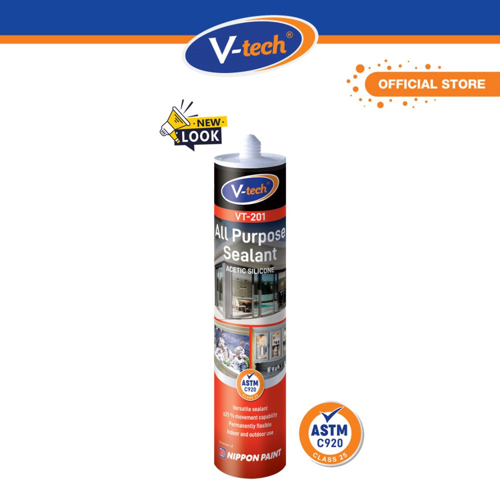 V-tech VT-201 All Purpose Sealant (Acetic Silicone Sealant) (280 ml ...