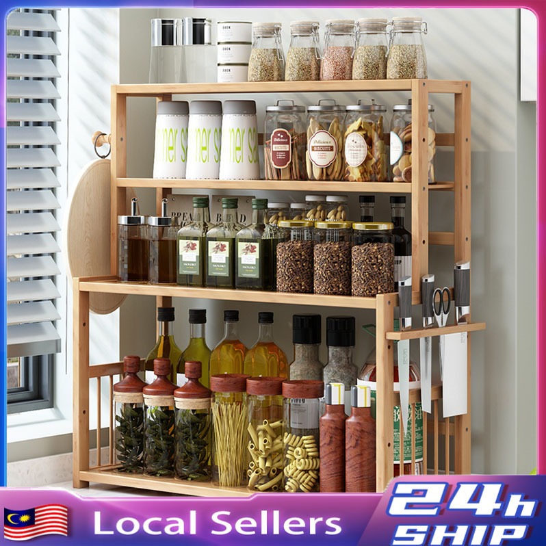Wooden Kitchen Organizer Rack Seasoning Spice Rack Kitchen Bamboo