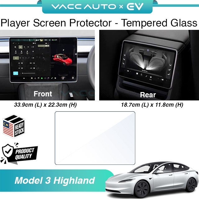 VACC AUTO Screen Protector Tempered Glass Navigation & Rear Row Display ...