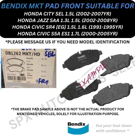 BENDIX DISC BRAKE PAD FRONT FOR HONDA CITY SEL '03YR / JAZZ SAA 03'YR ...
