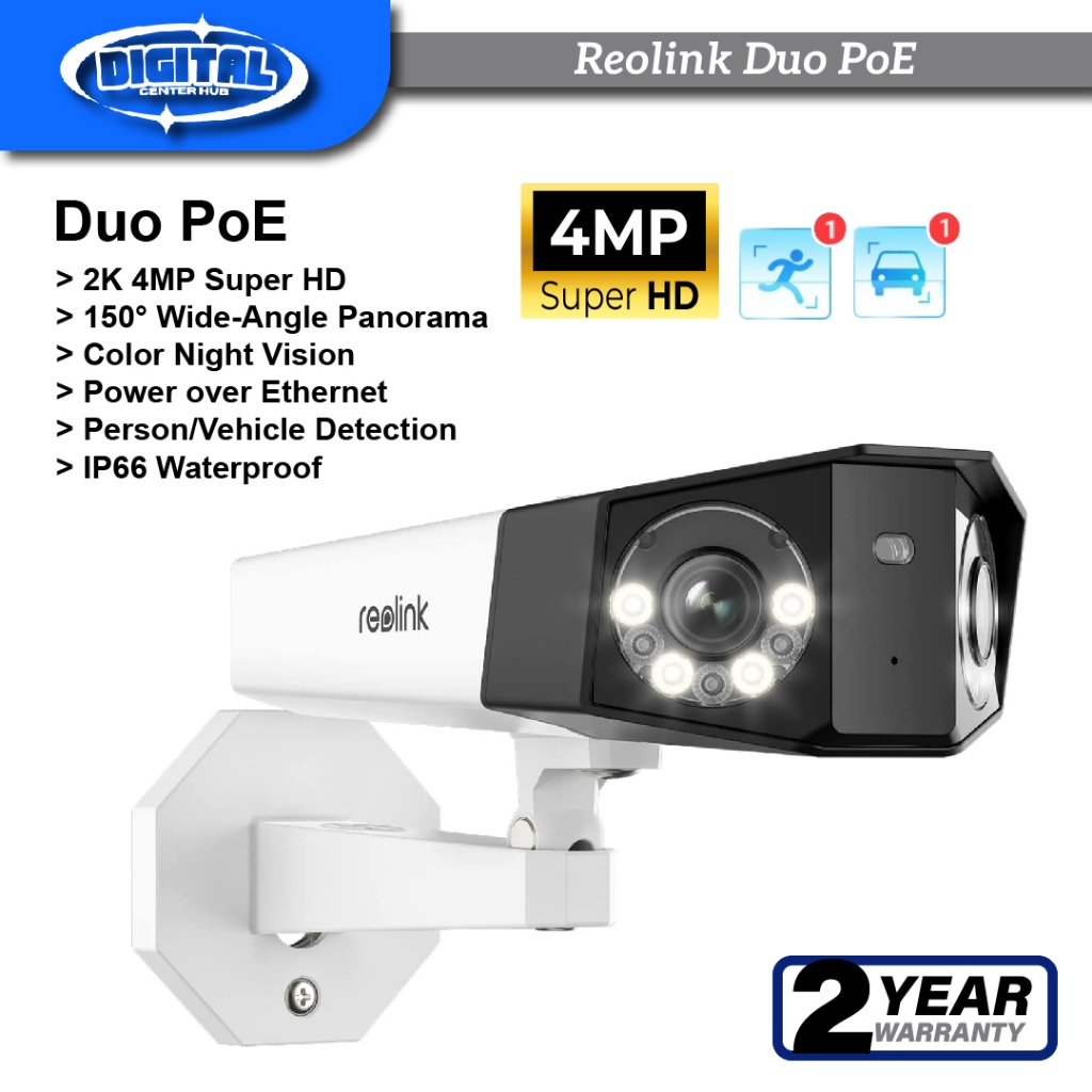 Reolink Duo PoE | 2K 4MP PoE Camera | Dual Lenses 150° Wide Viewing ...