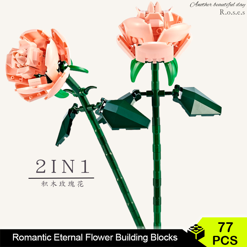 Compatible with LEGO MOC Blue Rose Immortal Flower Building Blocks  Valentine's Day Gift Girl Holiday DIY Assembled Toy Model - AliExpress