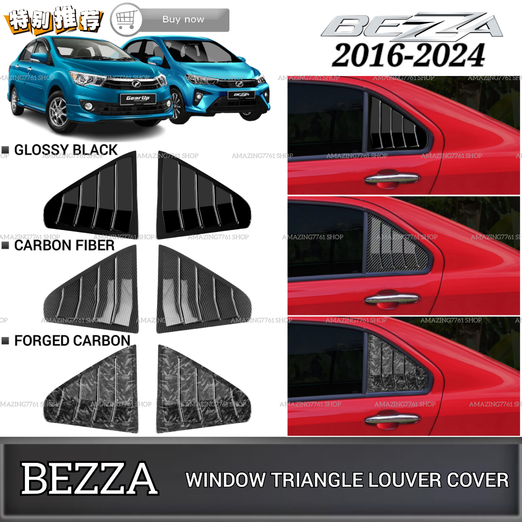 AMAZING PERODUA BEZZA 2016-2024 MUSTANG WINDOW TRIANGLE LOUVER COVER ...