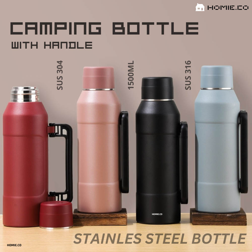 Camping 📣 SUS 304 Stainless Steel Bottle 1500ML Water Tumbler Thermos ...