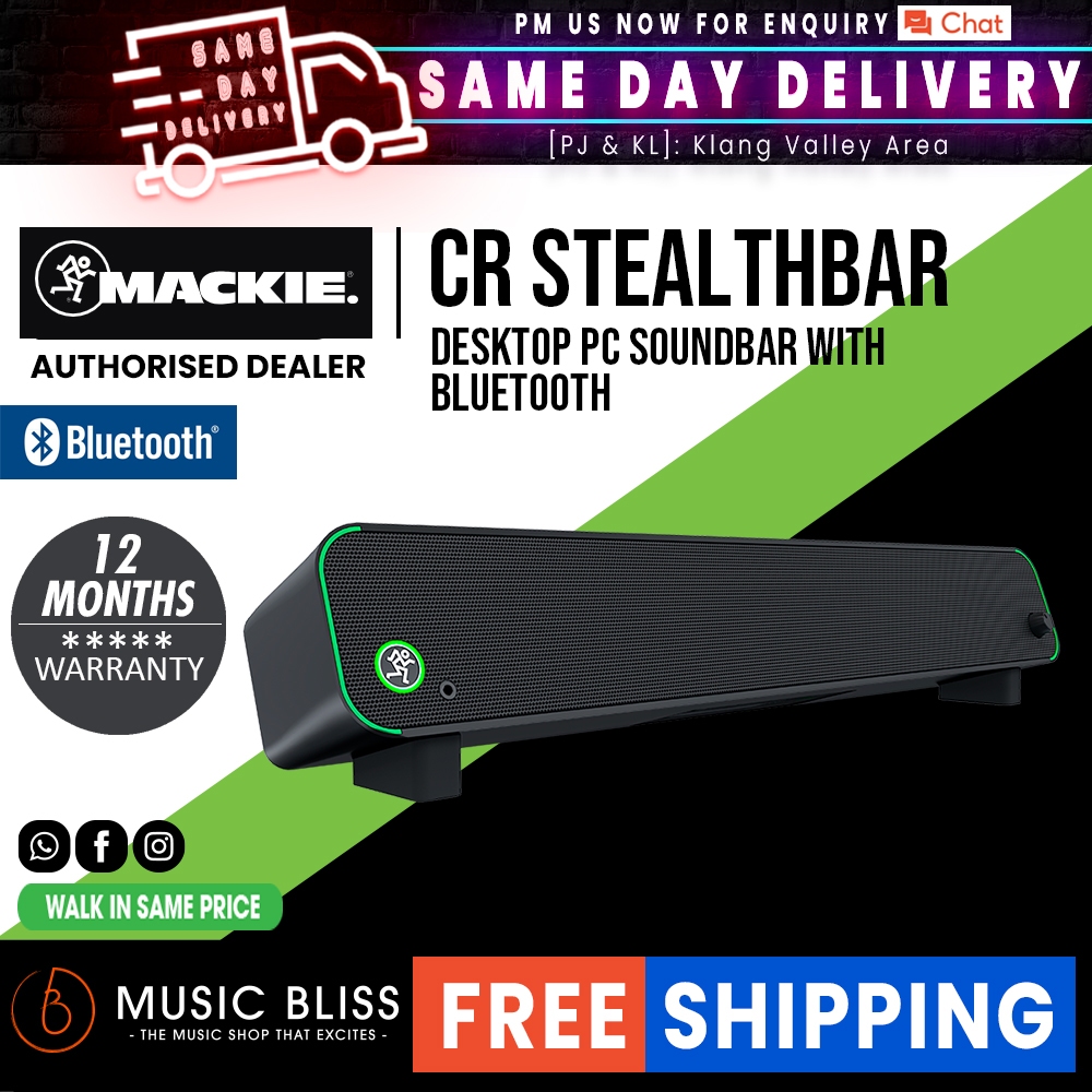 Mackie CR StealthBar Desktop PC Soundbar with Bluetooth Shopee Malaysia