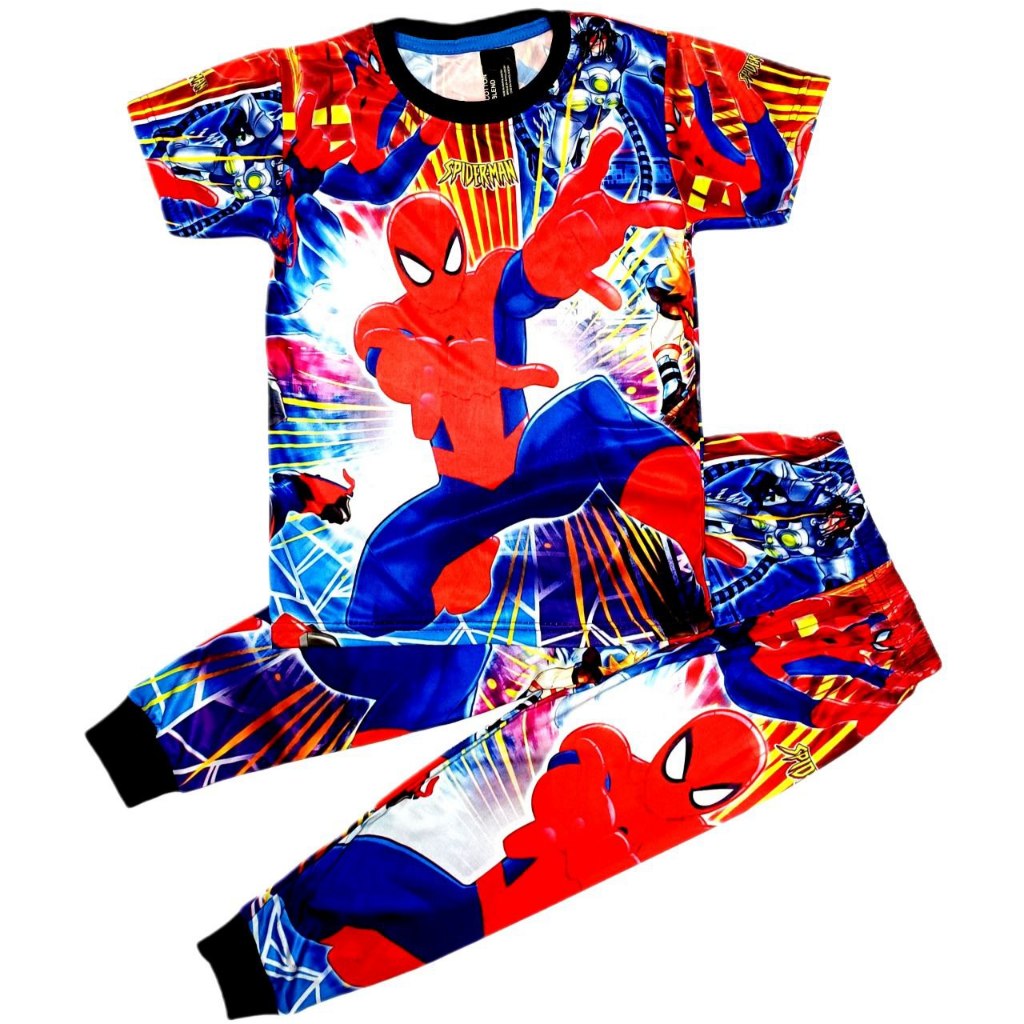 Baju Spider Man Budak Lelaki 1-5 Tahun Pyjamas Kids 1-5Year Full Print ...