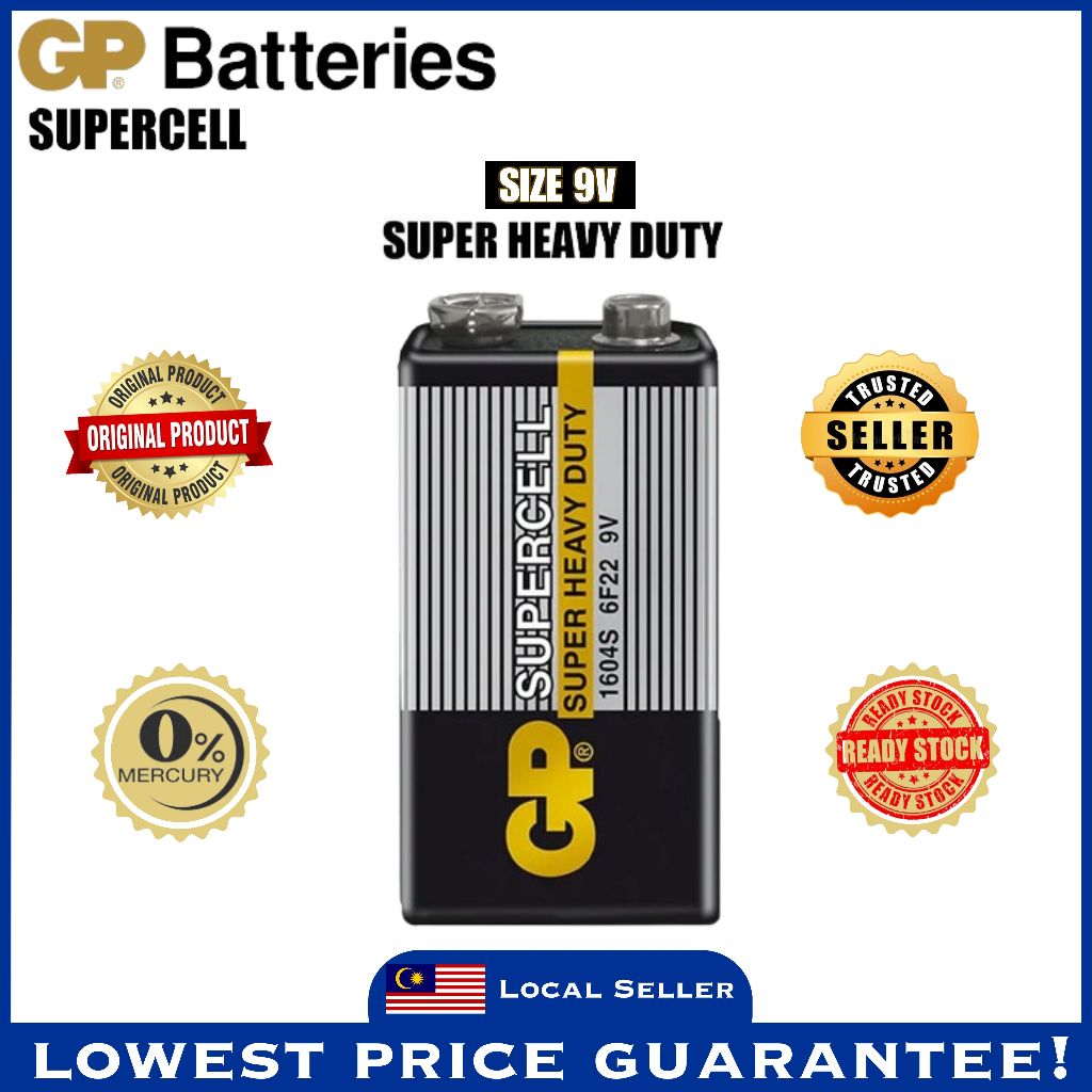 GP SUPERCELL 9V SUPER HEAVY DUTY BATTERY IN 1 PACK (1 PCS), 5 PACK ( 5
