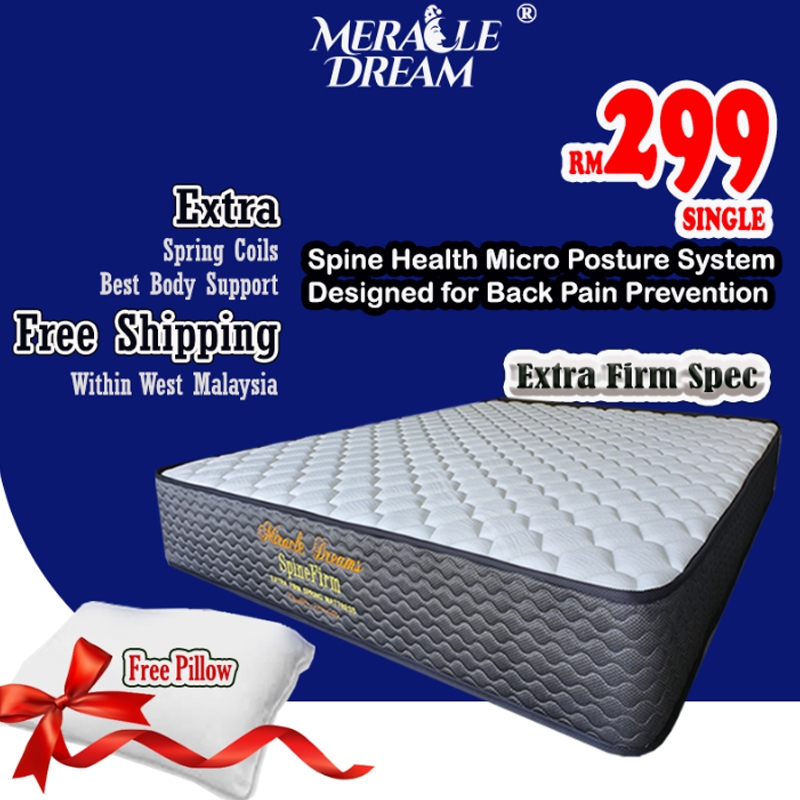 MATTRESS Tilam SPRINGSingle 10" Spine Firm Spring MattressEXTRA FIRMHotel Tilam Bujang 睡房家具