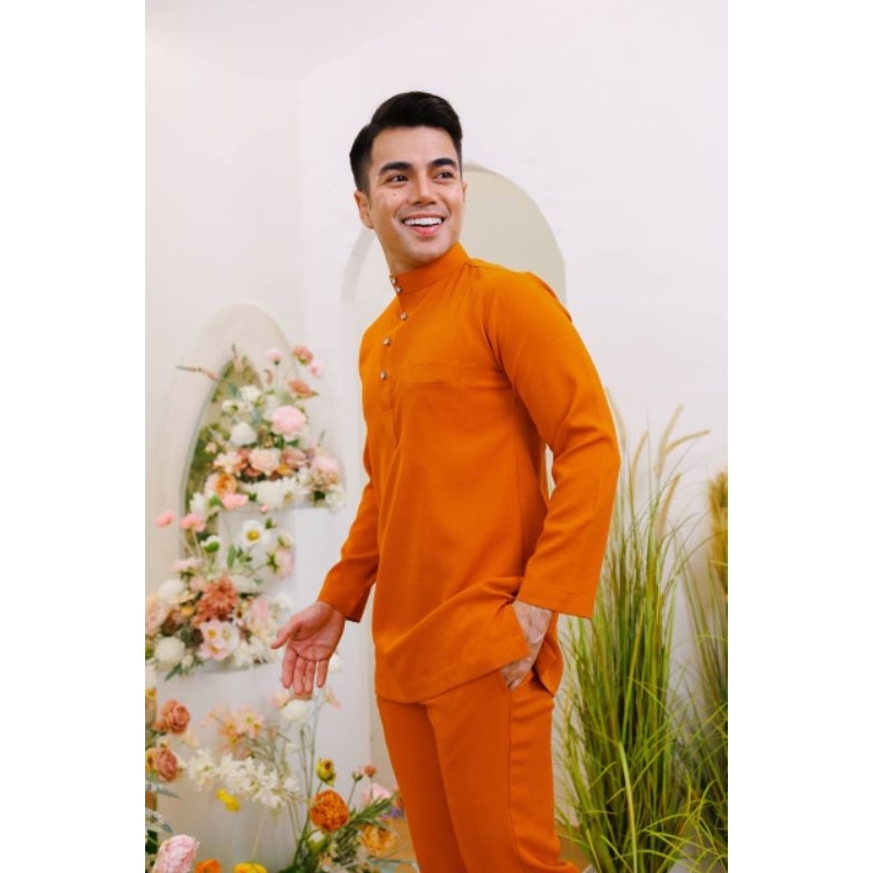 [XS - 2XL] BAJU MELAYU LELAKI DEWASA BRICK ORANGE | BAJU MELAYU SLIM ...