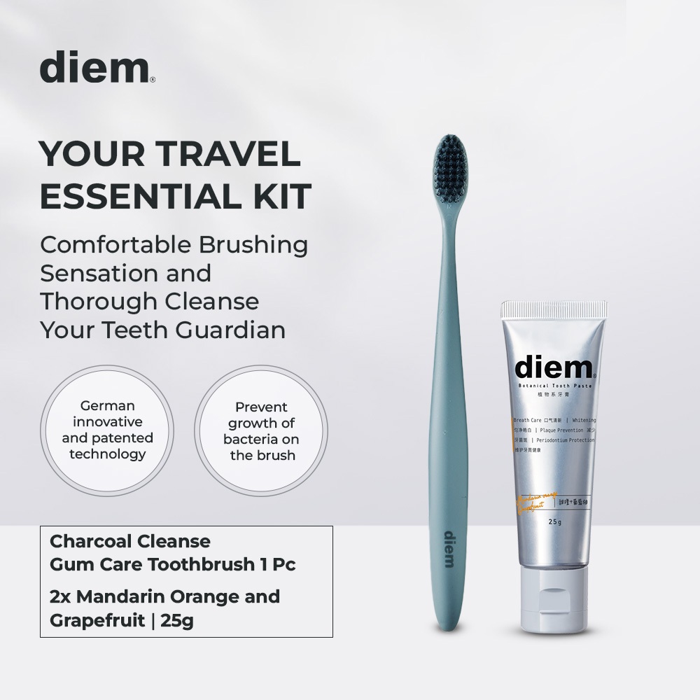 [Travel Kit] Diem Grapefruit Toothpaste 25g + Diem Gum Care Toothbrush ...