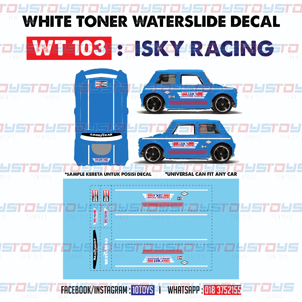 Hot wheels white toner decal WT103 (ISKY Racing) | Shopee Malaysia