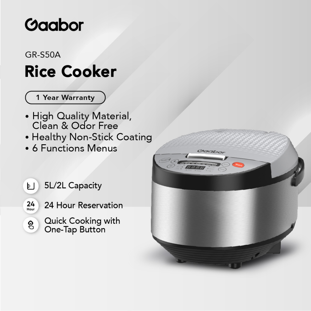 Gaabor Rice Cooker Large Touch Display 24 Hours Keep Warm GRS25D/GR