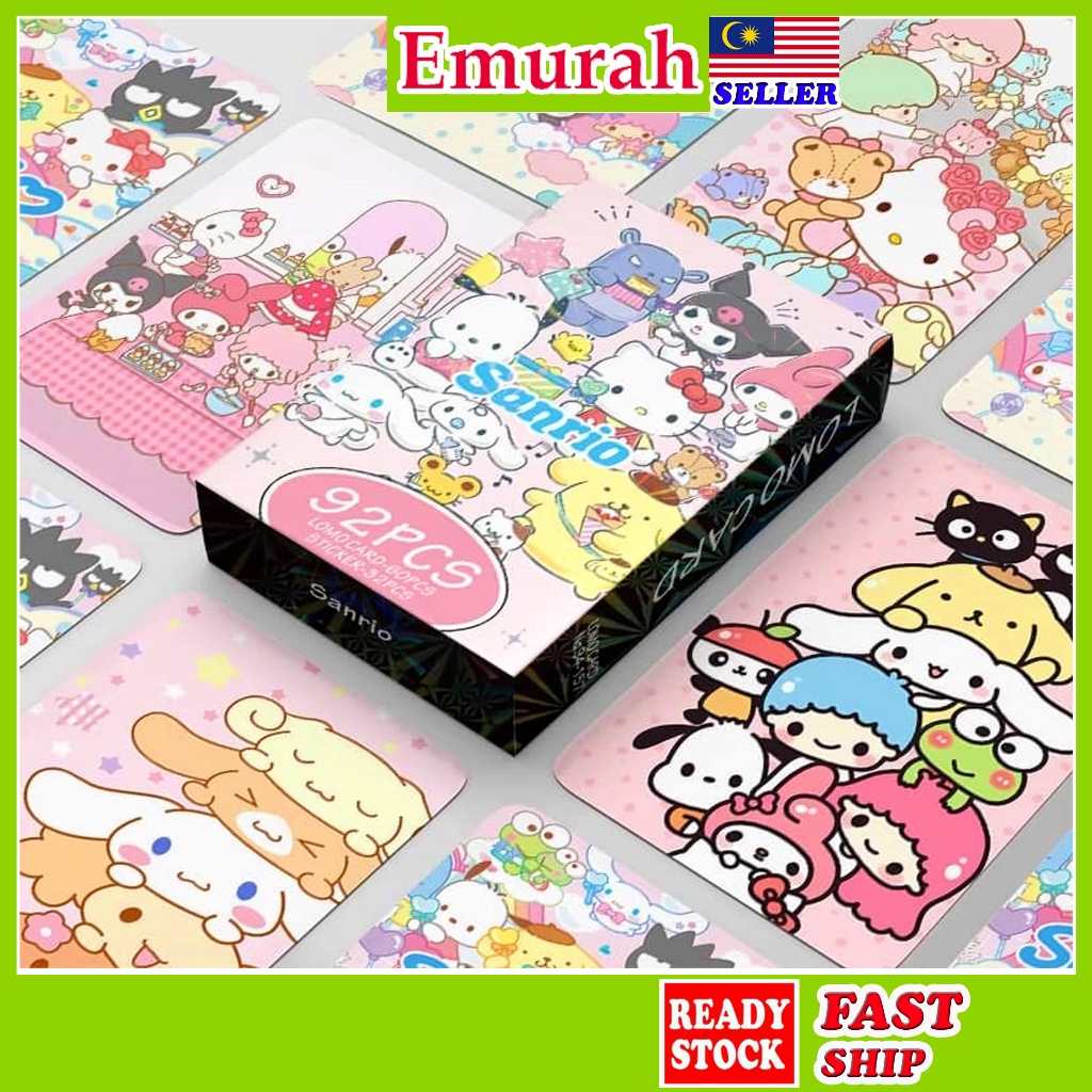 92pcs SANRIO Photocard Double Sided lomo card Kuromi Hello Kitty Pom ...