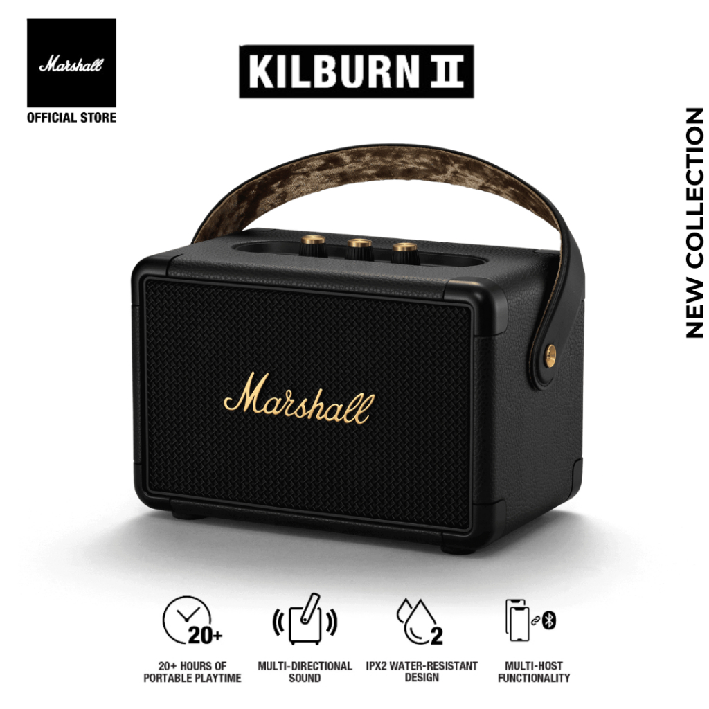 Marshall Kilburn II Portable Bluetooth Speaker - Black | Kilburn 2 | Wireless Speakers | Sound Amplifier | Strong Bass