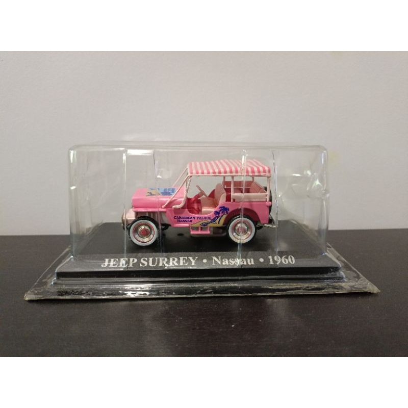 Modèle Réduit Jeep Surrey Taxi Nassau 1960 1/43 IXO Altaya - Rose, Boîte Vitrine Neuve