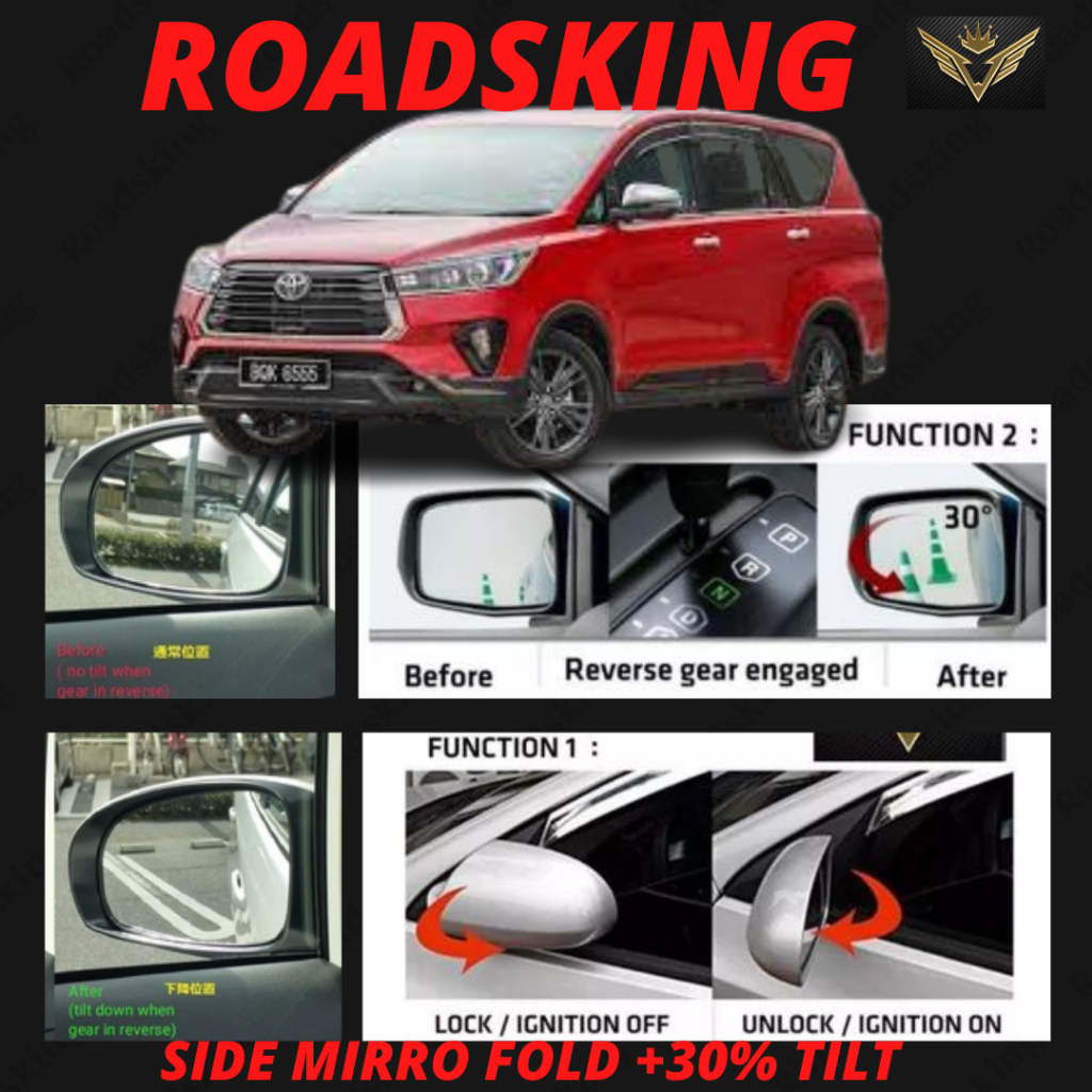 TOYOTA INNOVA 2016~2022 SIDE MIRROR FOLD + 30%DOWN TILT REVERSE TO ...