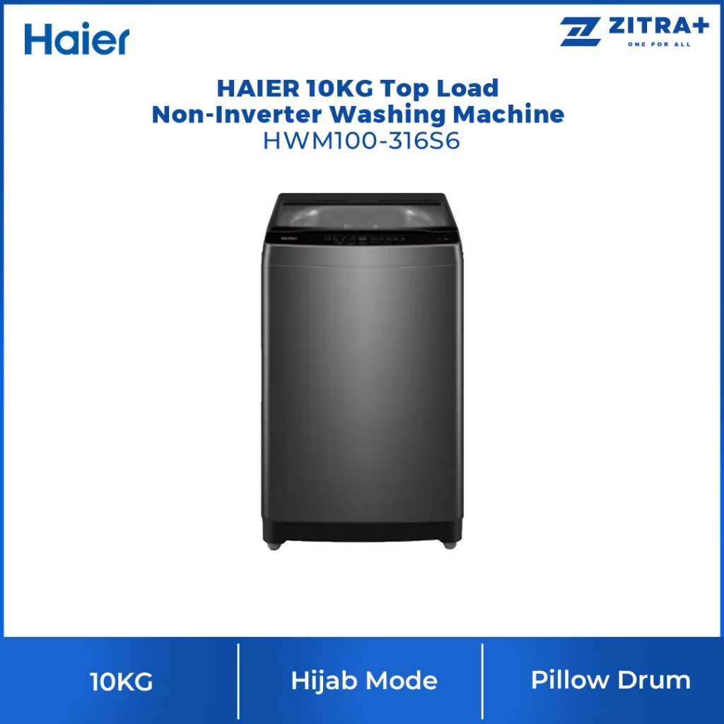 HAIER 10KG Top Load NonInverter Washing Machine Starry Silver HWM100