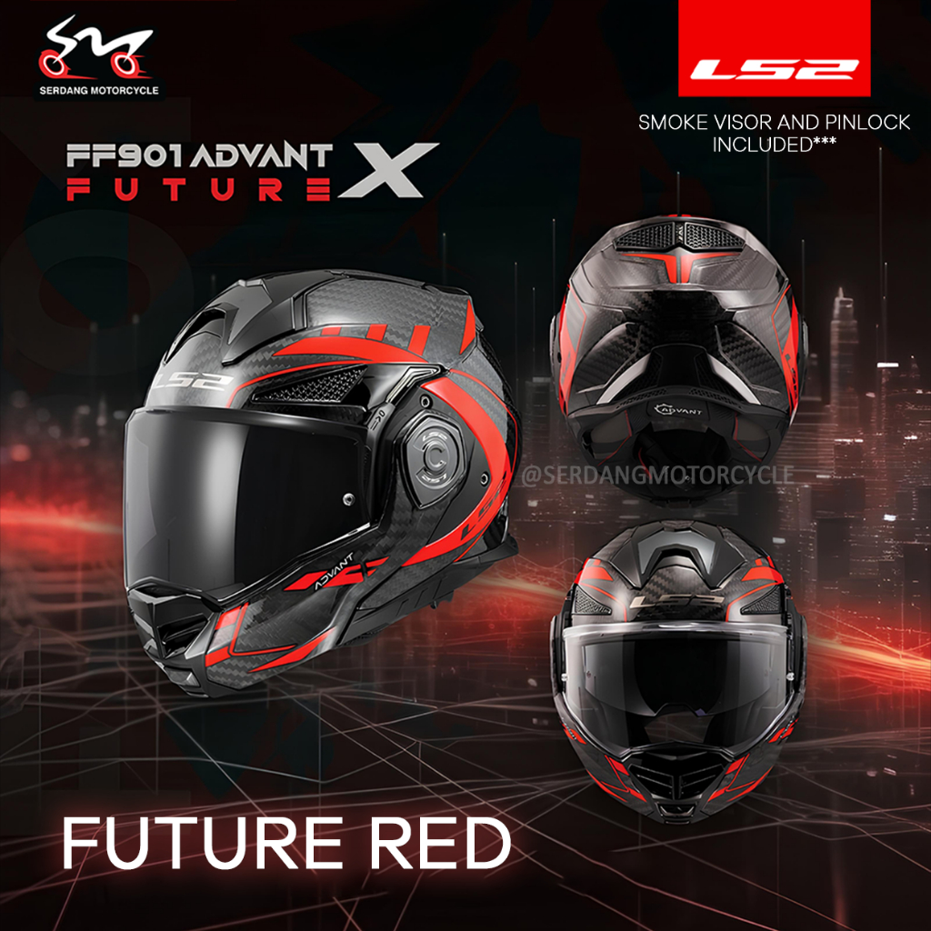 Ls Ff Advant X Carbon Modular Helmet Full Face Future Solid Sirim Approved Carbon Fibre