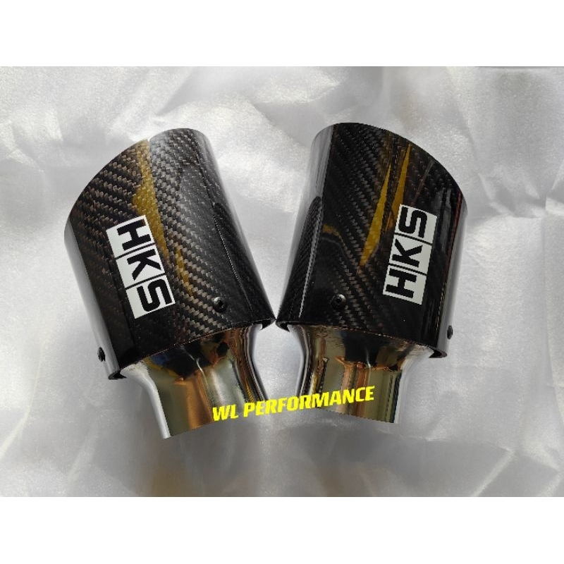 🔥HKS🔥Exhaust Single Tip Muffler Tip Tail Pipe (Glossy Carbon Fibre)Good ...