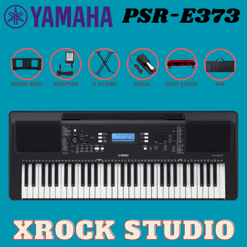 Yamaha PSRE373 61Keys Keyboard With Bench, Keyboard Stand, Sustain