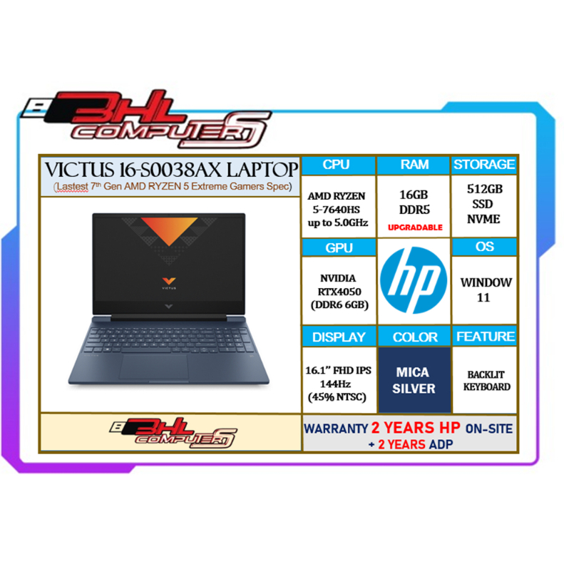 💻HP VICTUS 16S0038AX GAMING LAPTOP+ACCIDENTAL DAMAGE PROTECTION ( ️HP