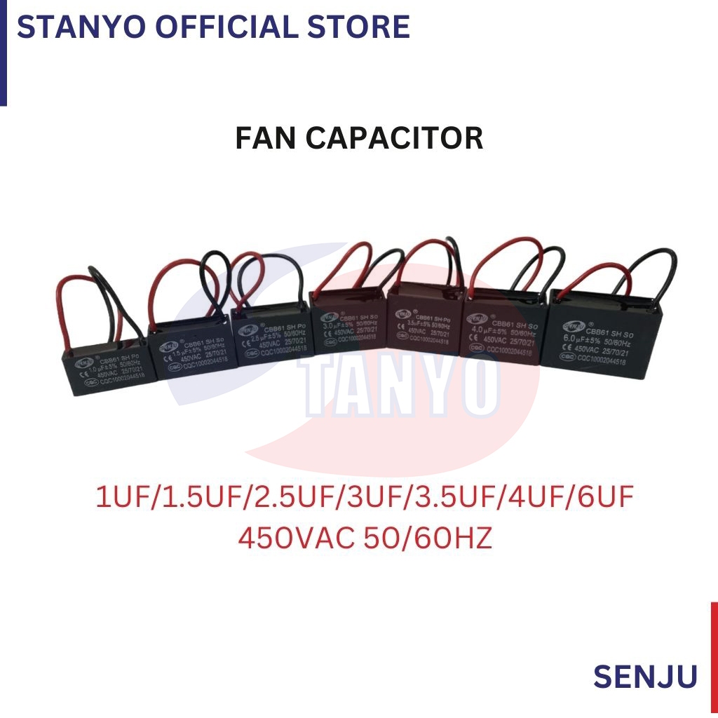 SENJU FAN MOTOR CAPACITOR / KIPAS SILING MOTOR FAN CAPACITOR CBB61 (1UF
