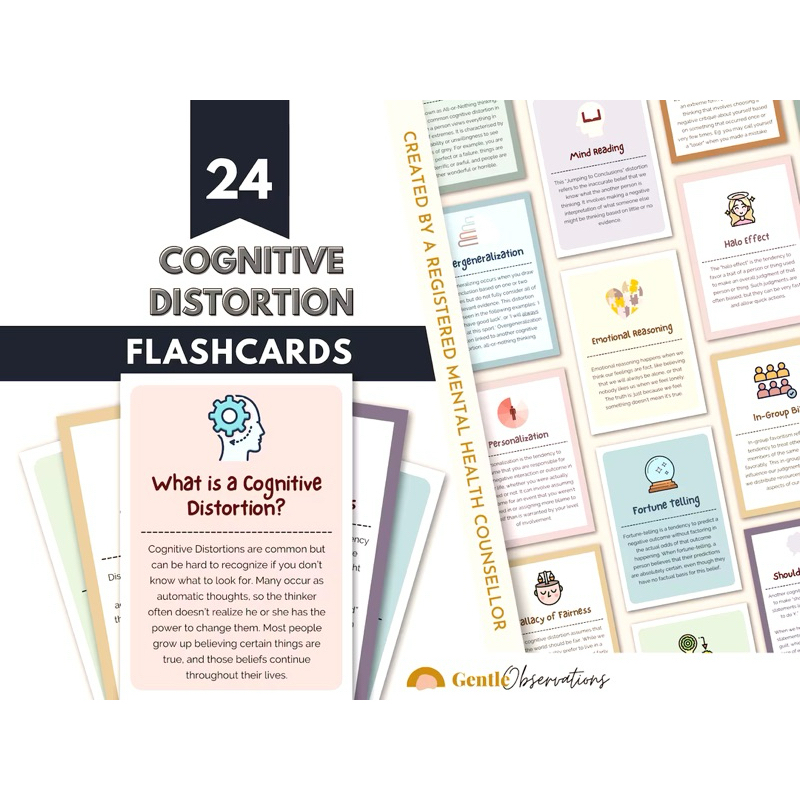 Cognitive Distortion Flashcards, CBT, Therapy Tool, Coping Skills Cards ...