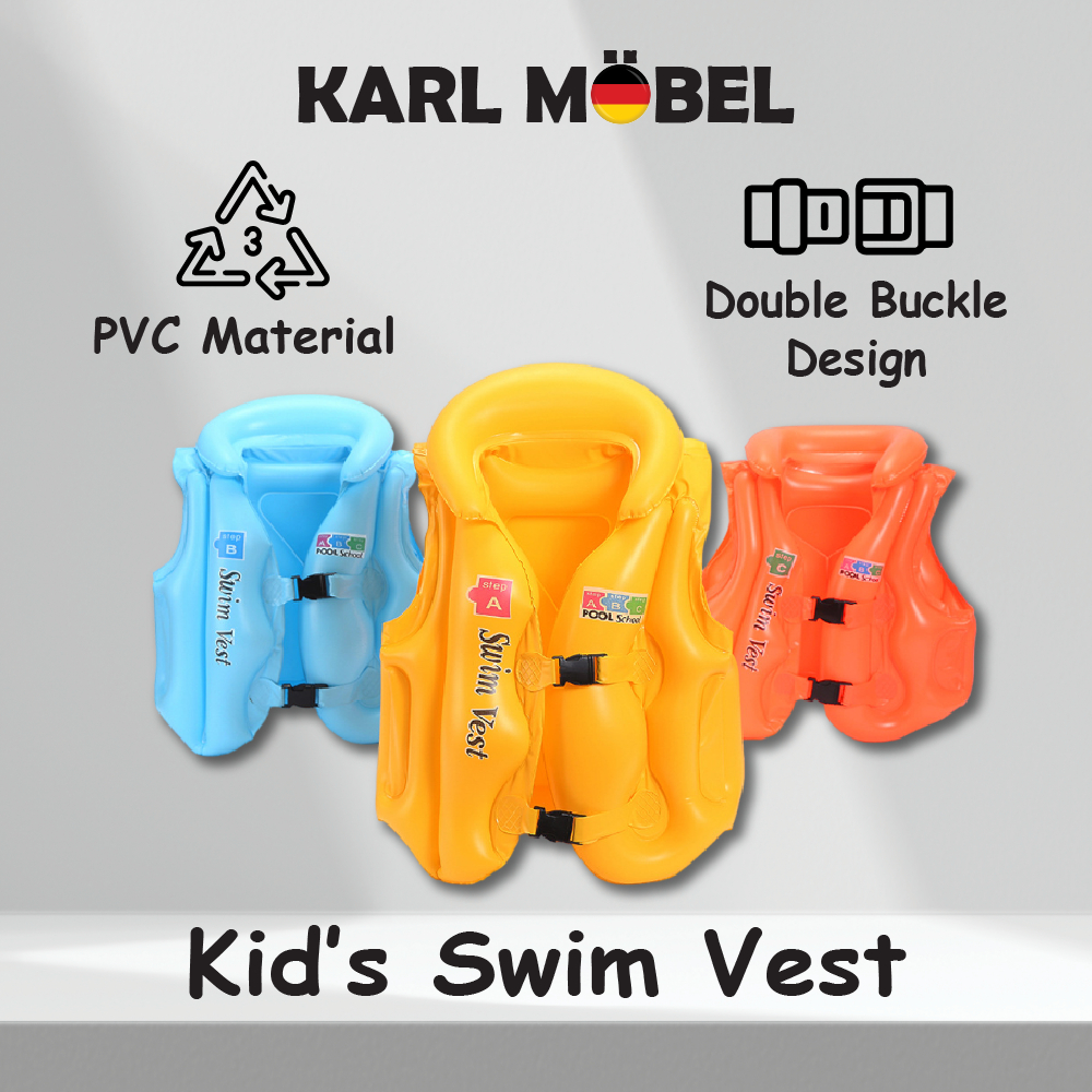 Kids Swimming Life Vest Jacket Inflatable Swimsuit Floatable Swim Pool ...