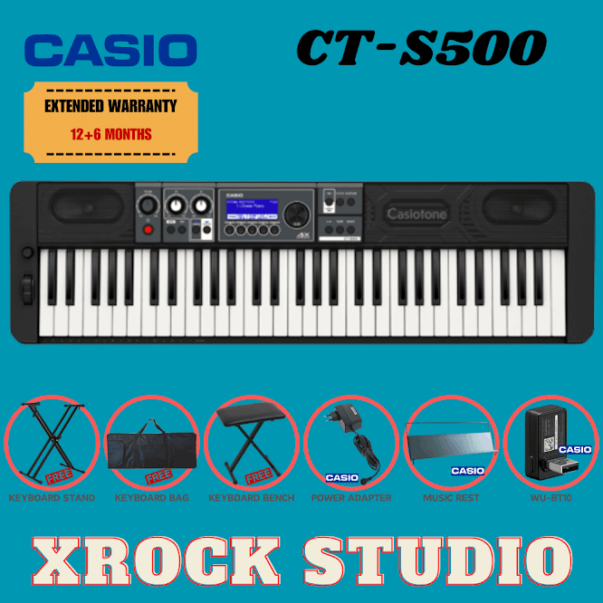Casio Casiotone CT-S500 61-Key Portable Keyboard Essentials Bundle