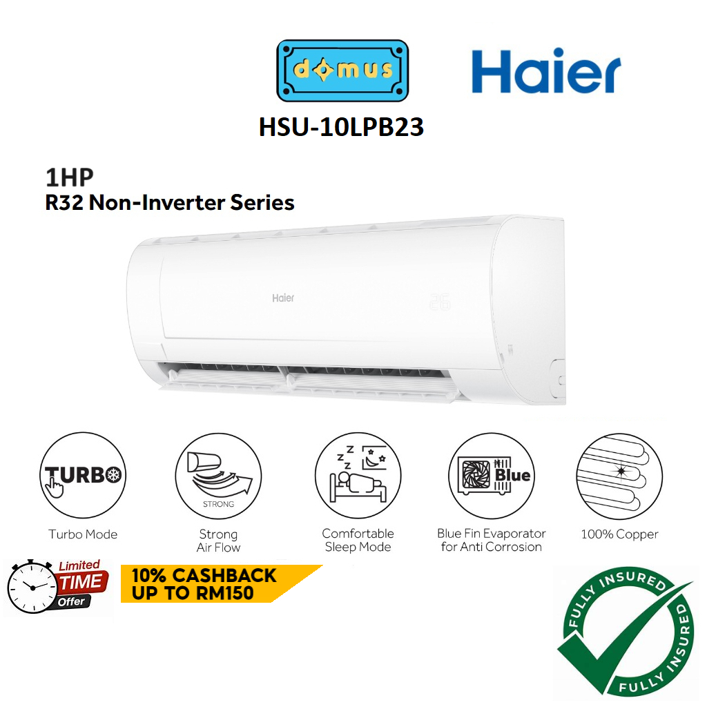 Haier 1HP Non Inverter Air Conditioner Penghawa Dingin Aircond Murah